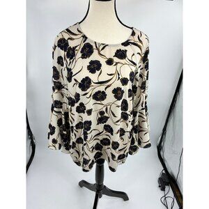 Lauren Conrad Womens Size M Floral Blouse Long Sleeve Tunic Top Shirt Flowy